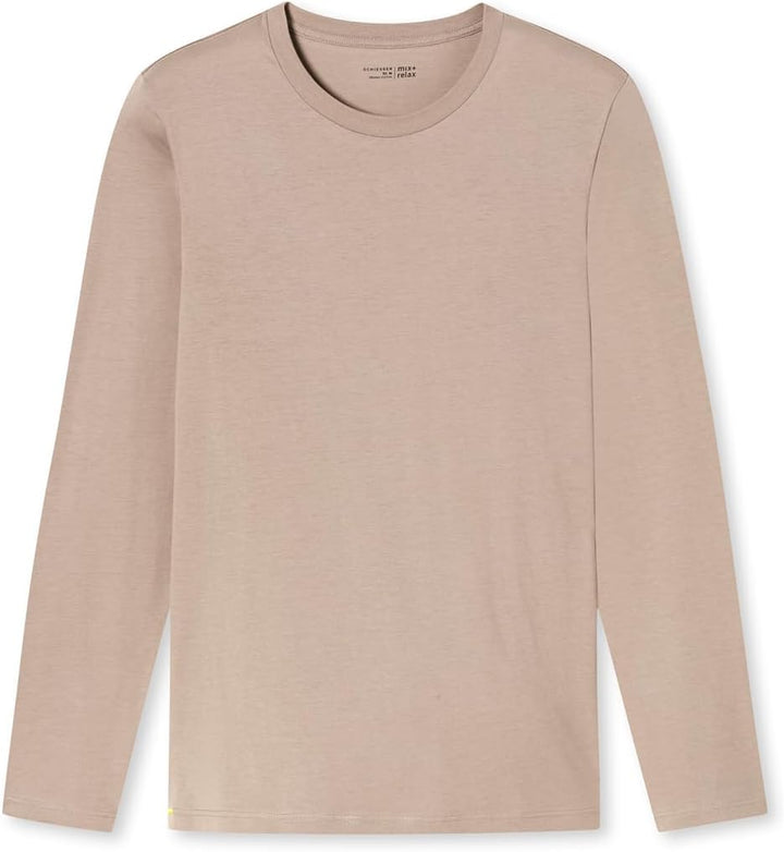 Schiesser Herren Schlafshirt Langarm Rundhals-Mix + Relax Pyjamaoberteil S Braungrau_181189, S Braun