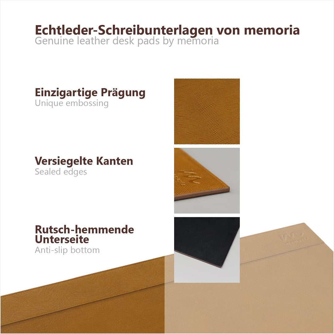 Memoria Schreibtisch-Unterlage LOUIS | Echtes Leder | Desk Pad Schreibtischunterlage Schreibtisch-Un