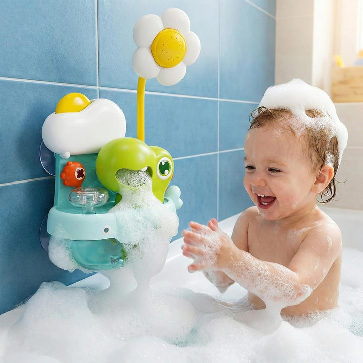 Schaum-Dinosaurier mit Babydusche, Badespielzeug mit Seifenblasen, Badewannenspielzeug, Baby-Wassers