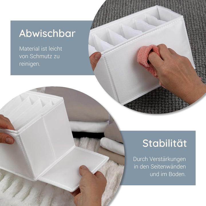 ROW&LINE® – Organizer Set – 11 extra hohe Fächer für T-Shirts, Pullover & Unterwäsche – Organisation