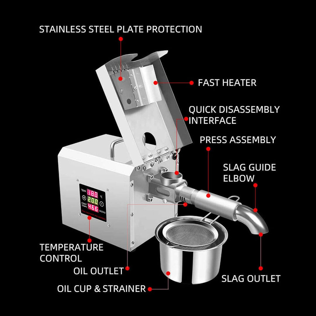 600W Automatische Ölpresse Maschine, Kalt/Heiss Öl Pressmaschine Elektrische, 50% Ölproduktion|3-6kg