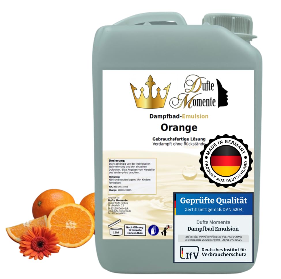 Dufte Momente | Dampfbad Emulsion 3 Liter Orange | geprüfte Qualität | mit naturreinen und natürlich