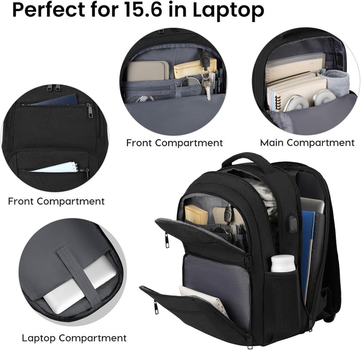 BIKROD Rucksack Herren Damen, Schulrucksack Jungen Teenager, Wasserdicht Arbeit 15.6 Zoll Laptop mit