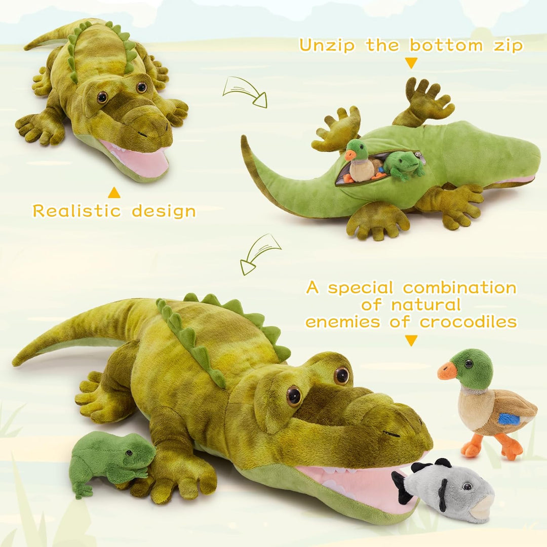 MorisMos 5 stücke Alligator Kuscheltier XXL Set, 65cm lang riesen Krokodil Kuscheltier mit Babys im