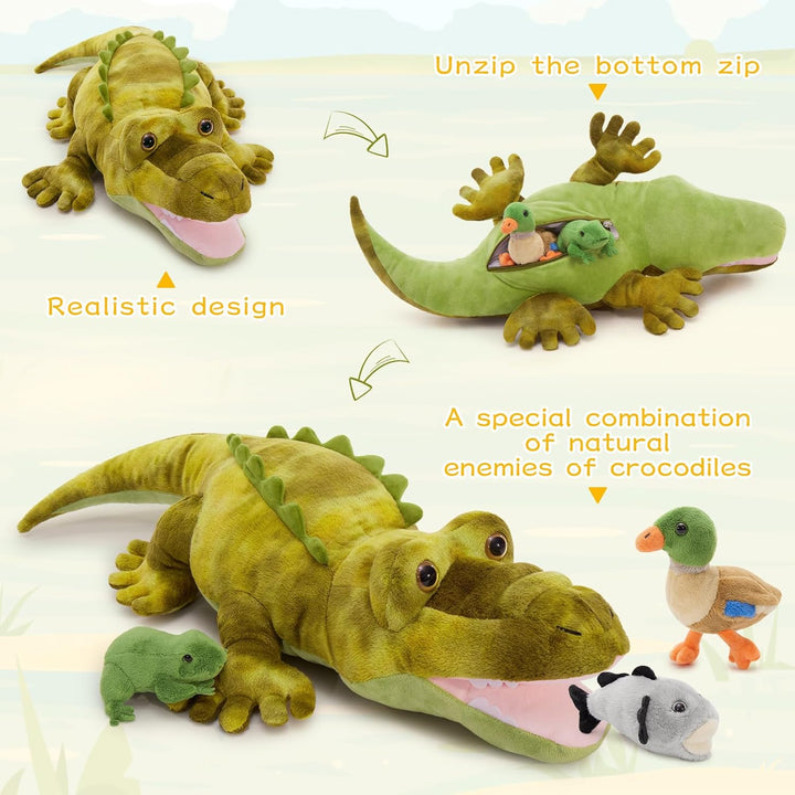 MorisMos 5 stücke Alligator Kuscheltier XXL Set, 65cm lang riesen Krokodil Kuscheltier mit Babys im
