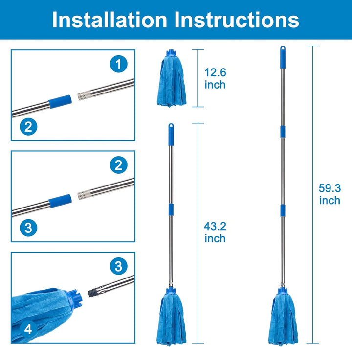 KeFanta Wischmopp für die Bodenreinigung 120 cm mit langem Stiel, Baumwolle für die Bodenreinigung i
