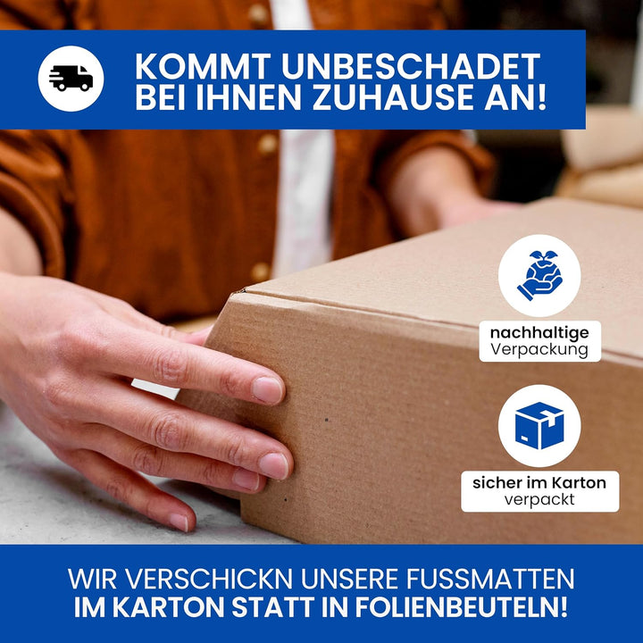 Gentle North Hochwertige Fussmatte blau schwarz 60x90cm gross für Innen & Aussen - Schmutzfangmatte