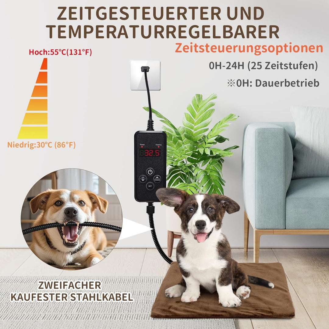 NAMOTEK Heizdecke für Haustiere - Temperatur & Timer einstellbar, wasserdichte Wärmematte mit kaufes