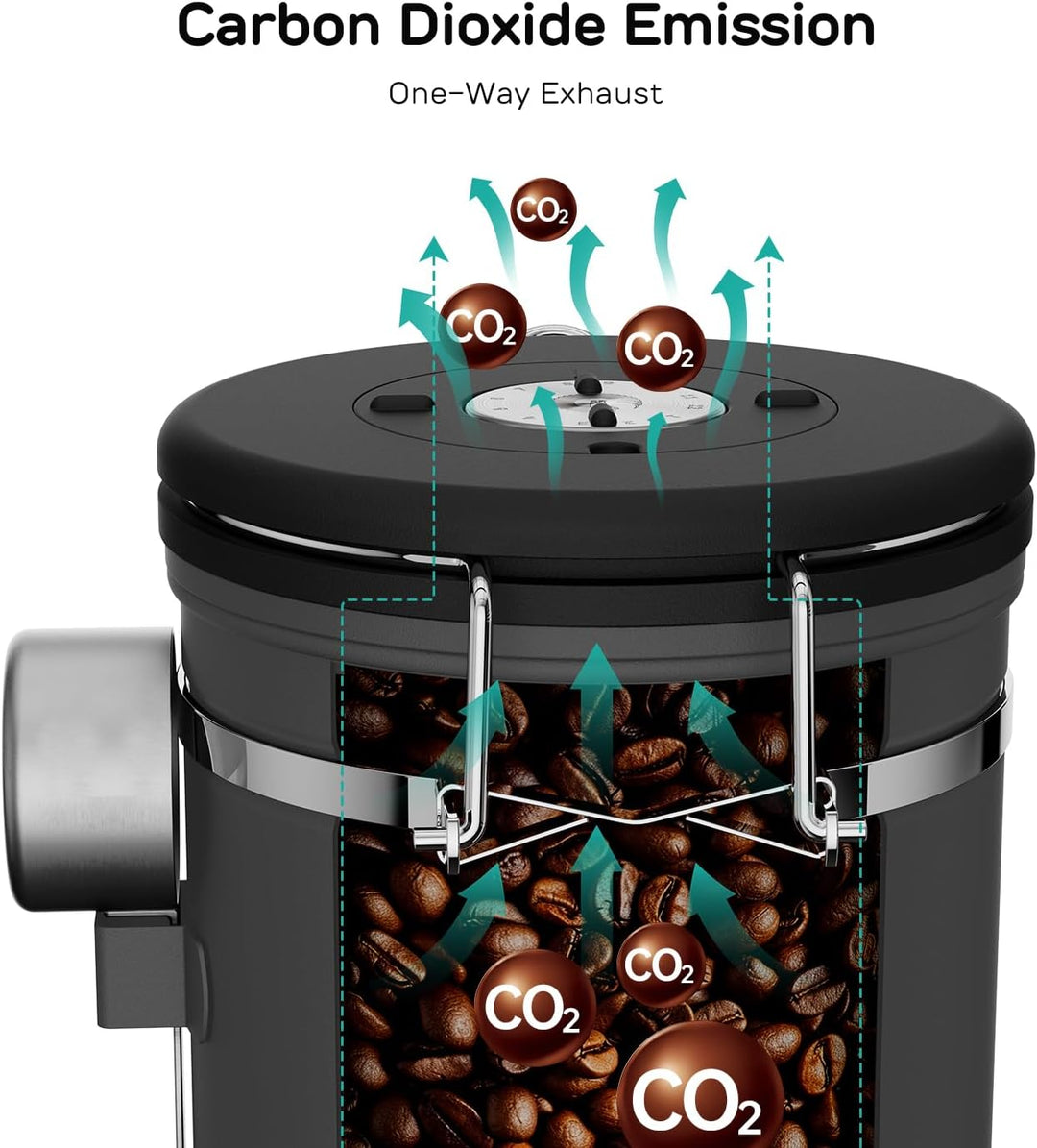 Coffee Gator Kaffeedose Luftdicht (Mittel 1,3 L) - Kaffeebohnen Behälter aus Edelstahl mit CO2-Venti