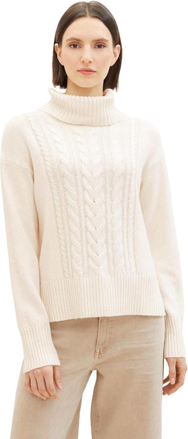TOM TAILOR Damen Pullover L 28130 - Soft Buttercream, L 28130 - Soft Buttercream