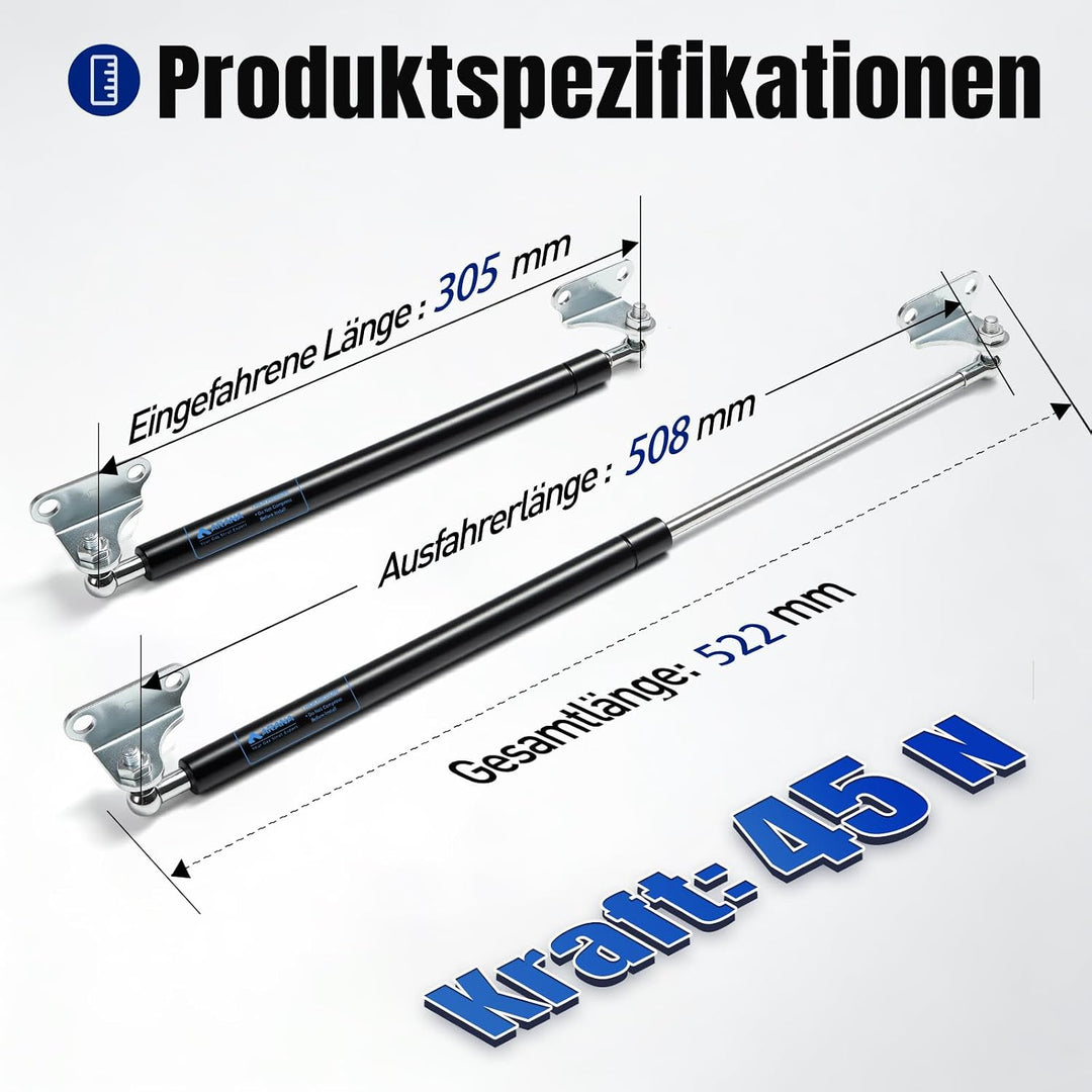 Arana Gasdruckfedern 500MM 44N 4.4KG Universell Gasdruckdämpfer Hydraulisch Halterung für Camper LKW