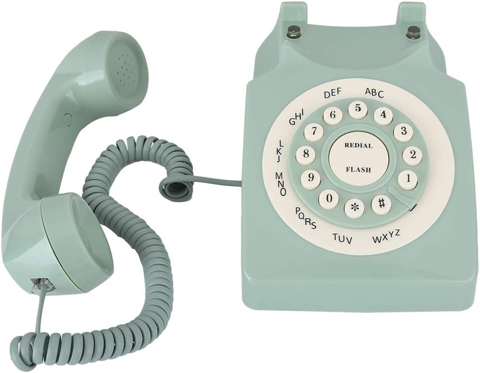 Europäisches Telefon, Hellgrüner Pastoralstil 80er Jahre Klassisches Retro Antikes Vintage Festnetzt