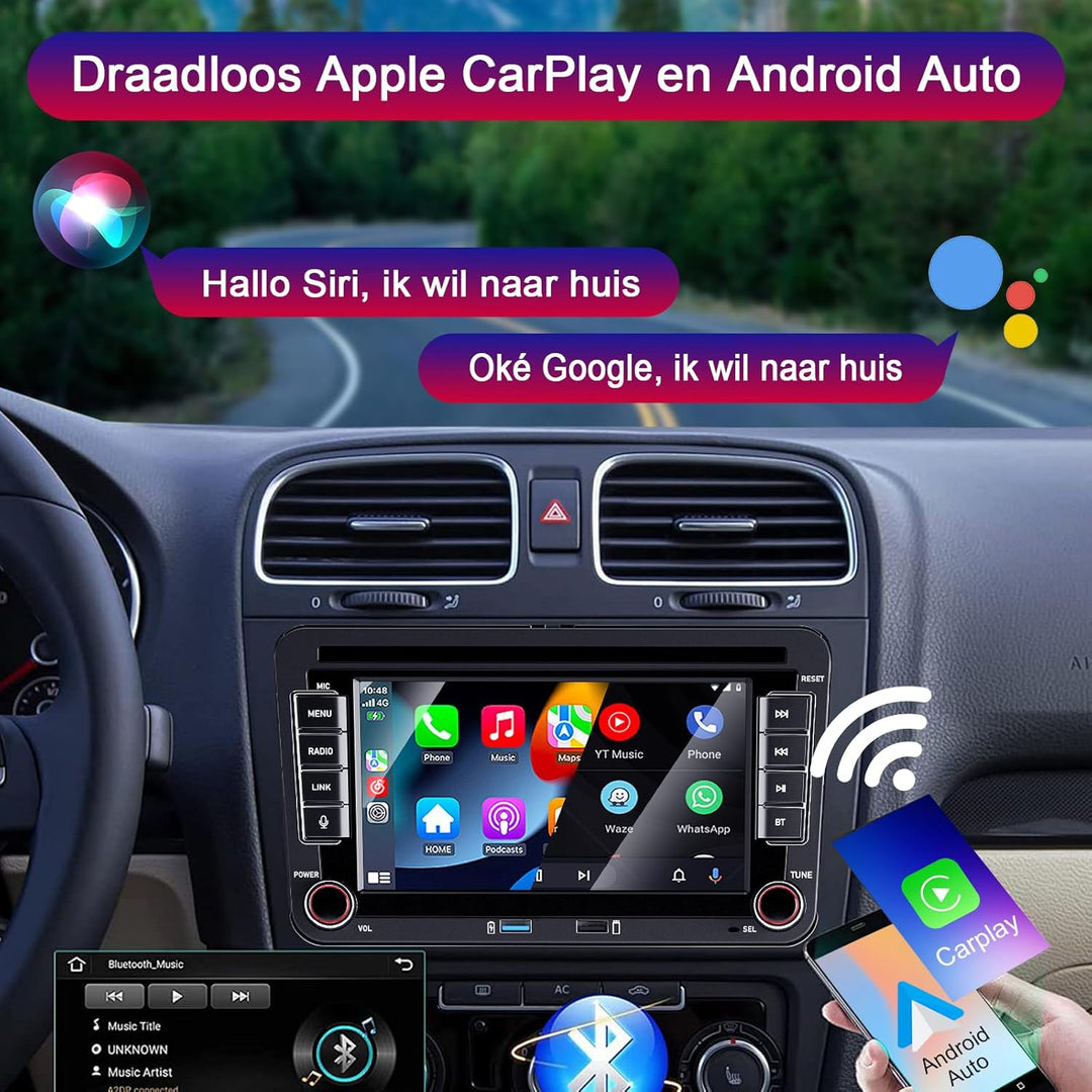 Apple Carplay Autoradio für VW Golf 5 6 Polo T5 Tiguan Skoda Passat Jetta Caddy B6 B7 Touran Android