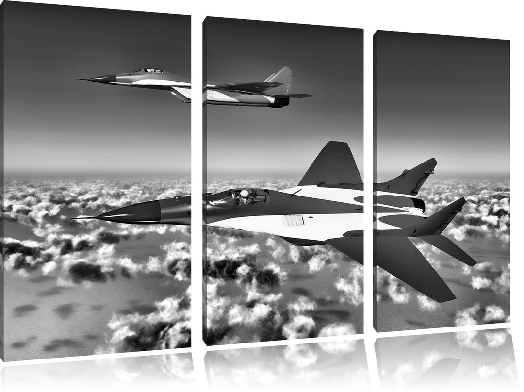 Pixxprint Kampfjets 3Teiler 120x80 cm Leinwandbild Wandbild Kunstdruck