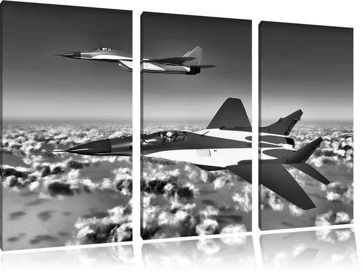 Pixxprint Kampfjets 3Teiler 120x80 cm Leinwandbild Wandbild Kunstdruck