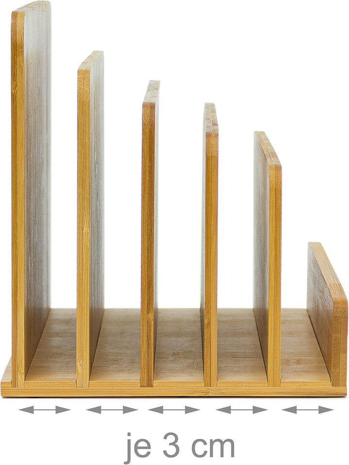 Relaxdays Dokumentenhalter Bambus, 5 Fächer, Prospekte, Zeitschriften, Briefablage, HBT: ca. 23 x 24