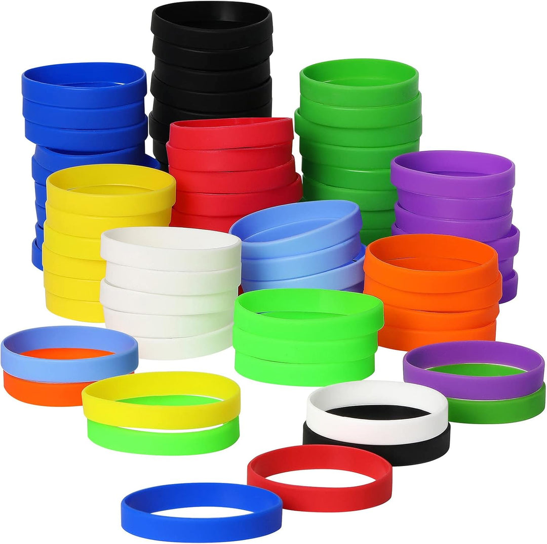 100 Stück Silikon Armbänder, Sport Party Gummi Elastic Armband Grosshandel Bulk-Armband für Kinder E
