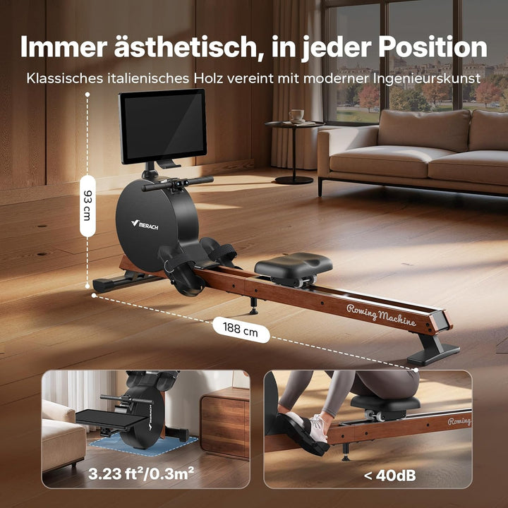 MERACH Rudergerät für Zuhause, Eigenerzeugung, Verbesserter Magnetischer Spitzenwiderstand von 60 kg