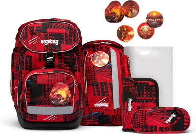 ergobag pack Set ergonomischer Schulrucksack, Set 6-teilig AlarmBärreitschaft - Rot