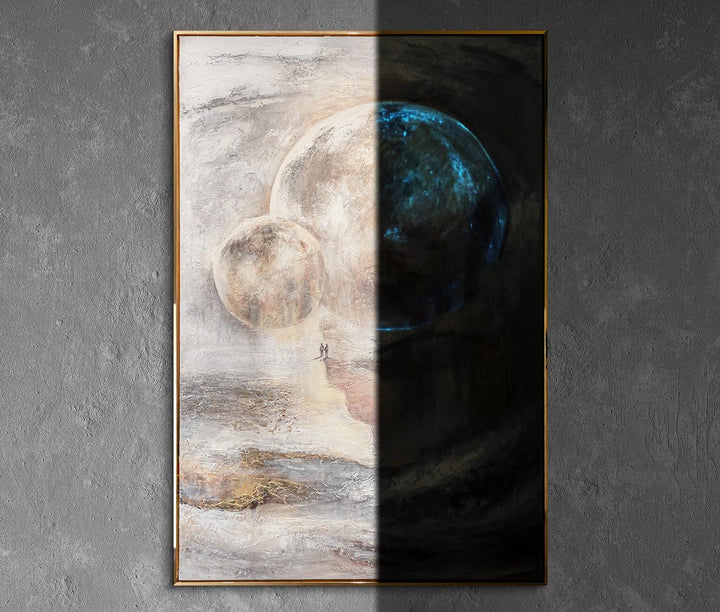 YS-Art XXL Abstrakt Fluoreszierendes selbst leuchtendes Acryl 3D Gemälde auf Leinwand Sternenverbind