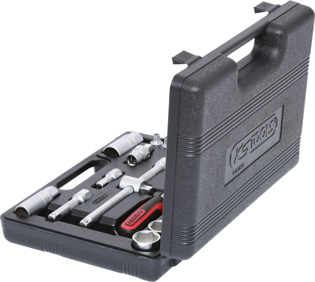 KS Tools 911.0626 3/8 Zoll Steckschlüssel-Satz | inklusive Umschaltknarre, 45-Zahn | matt satiniert