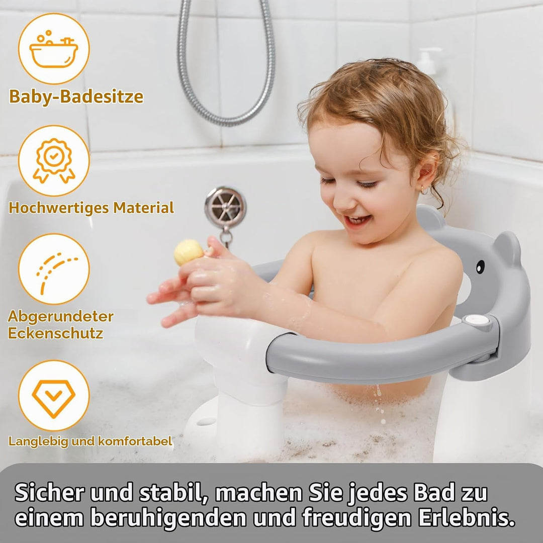 Badewannensitz Baby ab 6-24 Monate, Rutschfester Baby Badewannensessel mit 4 Starken Saugnäpfen und