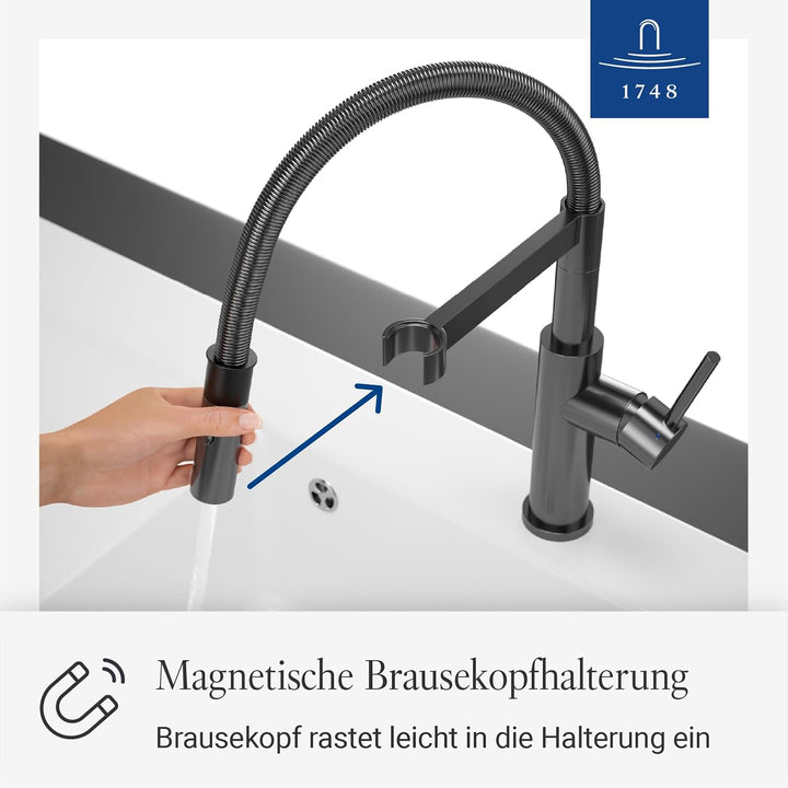 Villeroy &amp; Boch Steel Expert 2.0 Hochdruck-Küchenarmatur mit Umschaltfunktion und 360° schwenkbarem