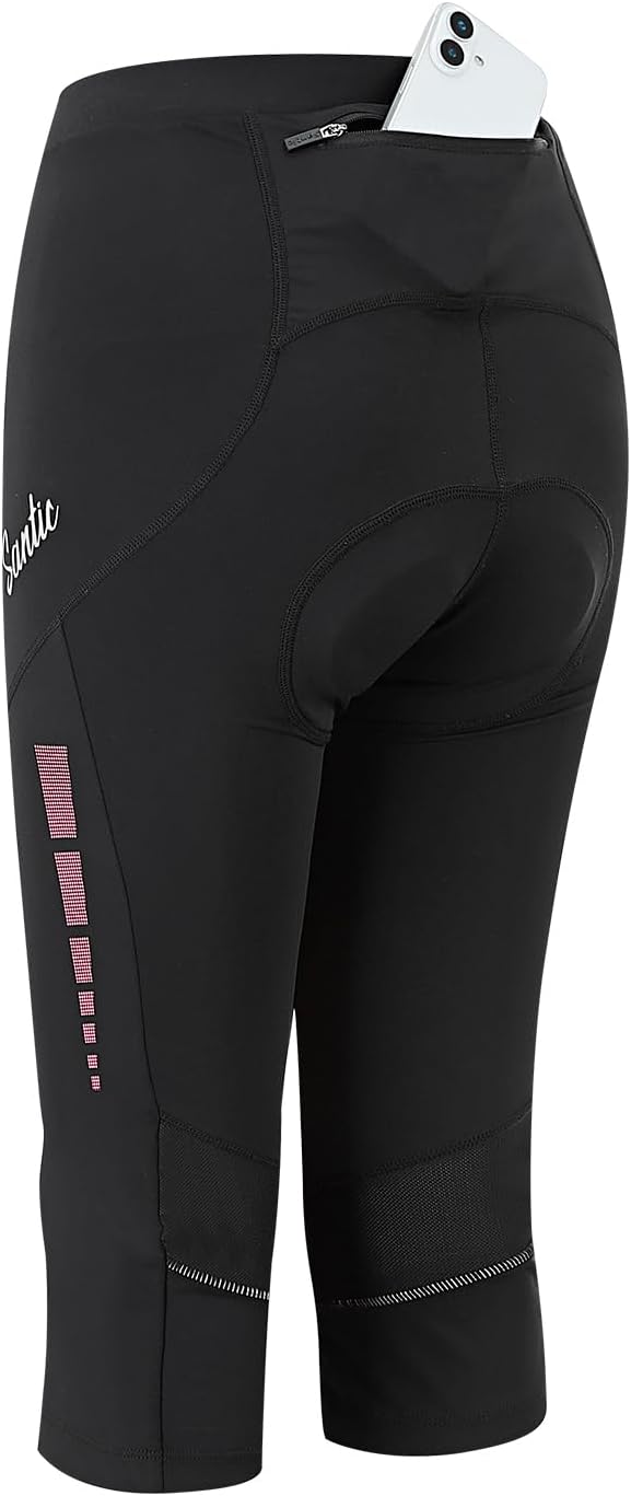 Santic Fahrradhose Damen Gepolstert 3/4 Radlerhose Damen mit Sitzpolster Radhose Damen 3/4 mit Polst