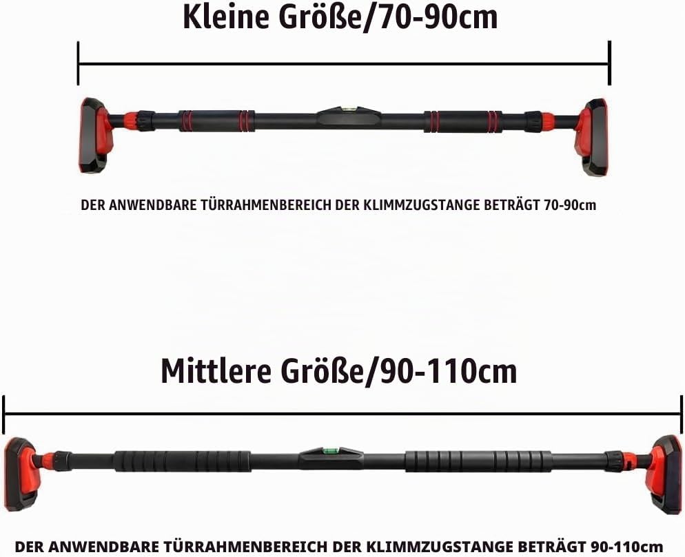 Klimmzugstange für Türrahmen, 70-90 cm/ 90-110 cm, Oberkörpertrainings-Klimmzugstangen ohne Schraube