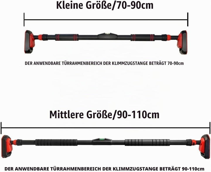 Klimmzugstange für Türrahmen, 70-90 cm/ 90-110 cm, Oberkörpertrainings-Klimmzugstangen ohne Schraube
