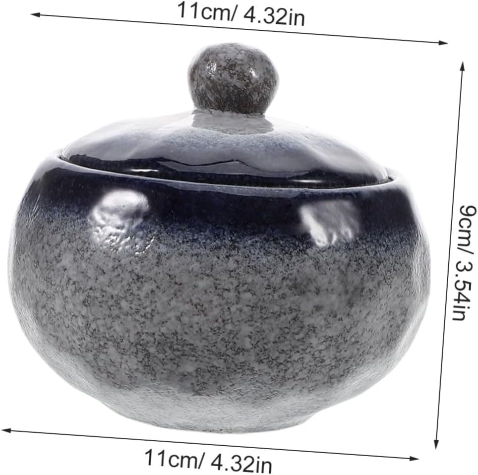 HEMOTON Japanischer Keramik Suppentopf 350ml mit Deckel Kleiner Tontopf mit Steinstruktur Klassische