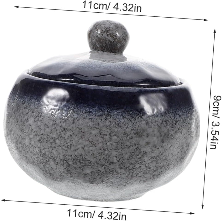 HEMOTON Japanischer Keramik Suppentopf 350ml mit Deckel Kleiner Tontopf mit Steinstruktur Klassische