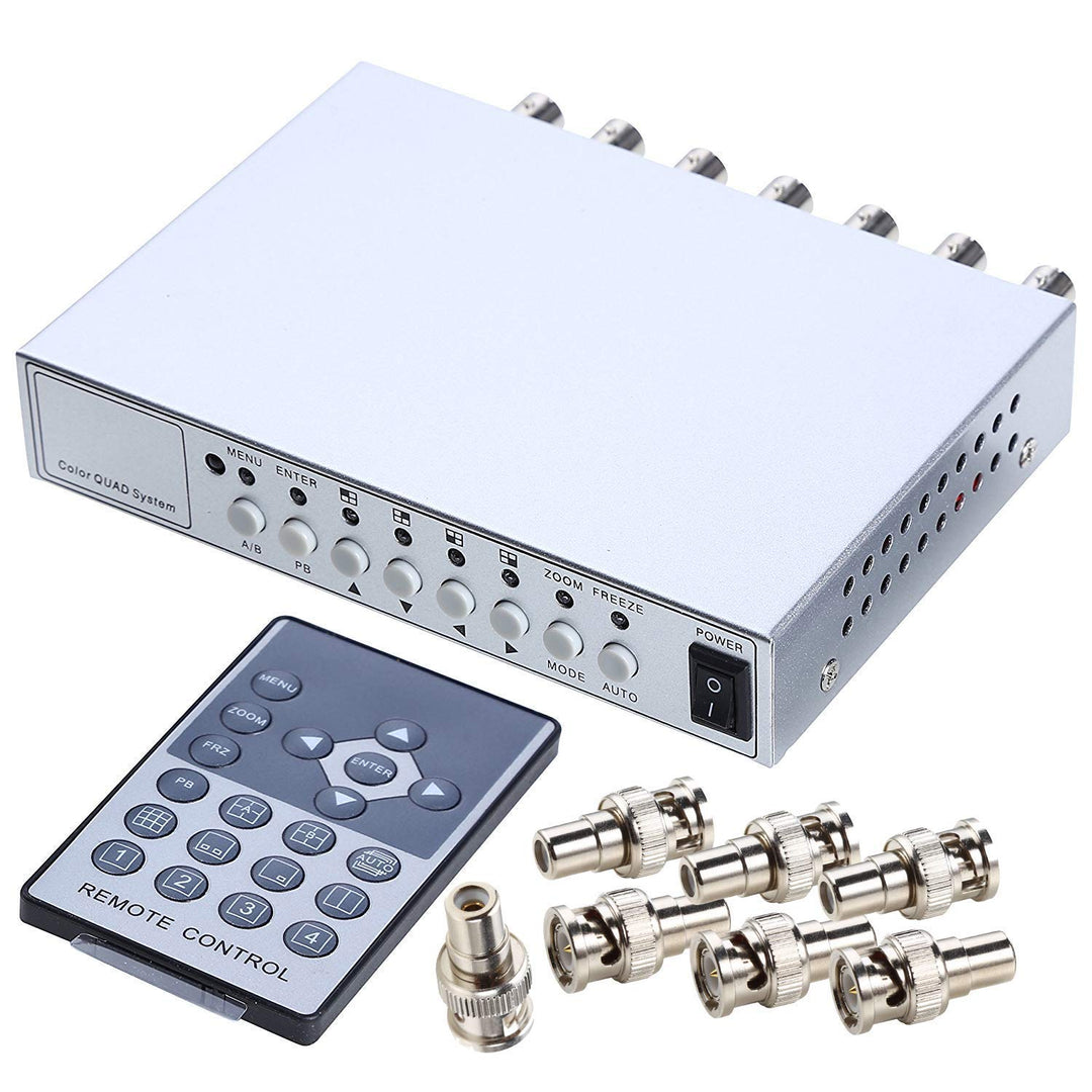 UHPPOTE 4 Kanäle Farbe Quad System Videosplitter CCTV DVR Kamera Prozessor Fernbedienung mit 7 BNC-A