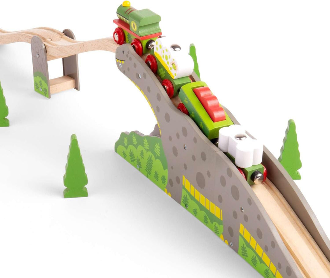 Bigjigs Rail Dino Lokomotive mit Waggons