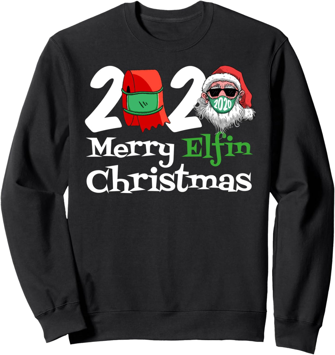 2020 Frohe Elfen Weihnachten Santa Face Mask Matching Family Sweatshirt