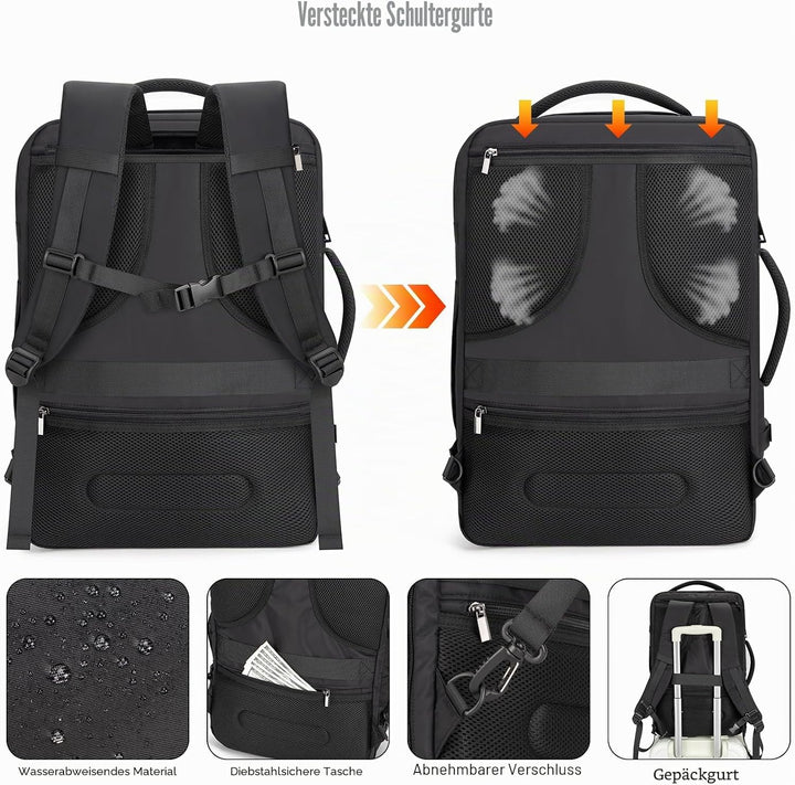 Tzowla ReiseRucksack Laptop Handgepäck Rucksack 40l für Damen und Herren,Fluggenehmigung,Grosses Fas