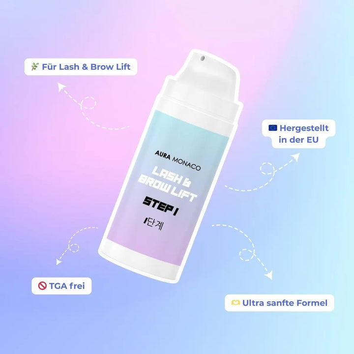 AURA Monaco | Korean Lash & Brow Lift Lotions Step 1 & 2 – je 10 ml – Cysteamin-Formel, TGA-frei – a