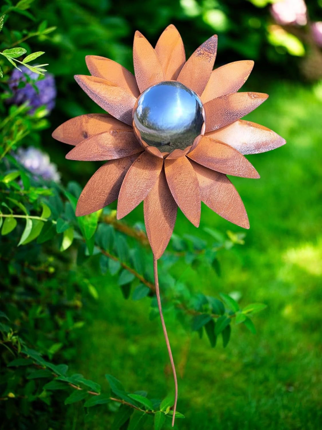 Bornhöft Gartenstecker Blume Metall Gartendeko Rost Edelrost rostiger Beetstecker 110cm Deko Rostfig