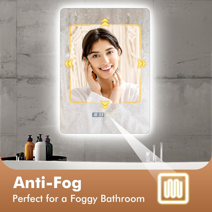 Badspiegel mit Beleuchtung 70x50cm, Wandspiegel LED Spiegel mit Beleuchtung Bad mit Touch-Schalter B