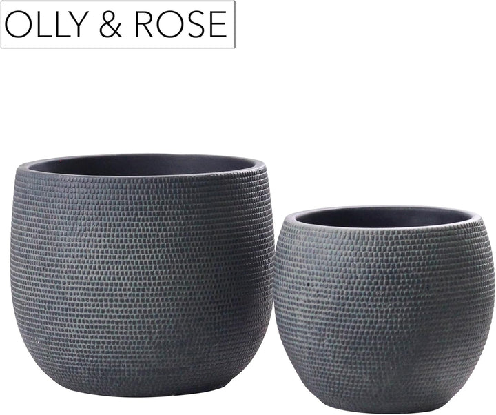Olly & Rose Barcelona Keramik-Blumentopf-Set 2 – Pflanzgefässe für drinnen und draussen, Schwarz, Sc