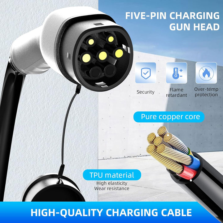 Schnellladestation 7KW für Elektroautos - EV-Ladegerät einphasig Typ 2 32A 8M - Norm IEC 62196-2 - W