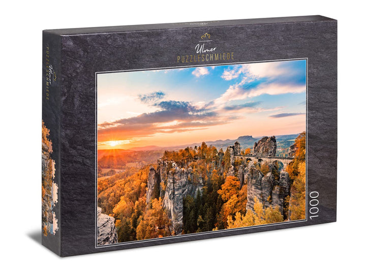 Ulmer Puzzleschmiede - Puzzle „Die Basteibrücke im Abendrot“ - Landschaftsmotiv mit dem Wahrzeichen