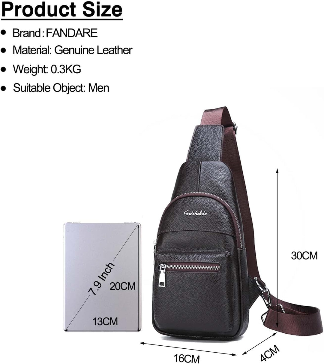 FANDARE Retro Brusttasche Ultraleicht Schultertasche Herren Sling Bag Geschäft Chest Bag Umhängetasc
