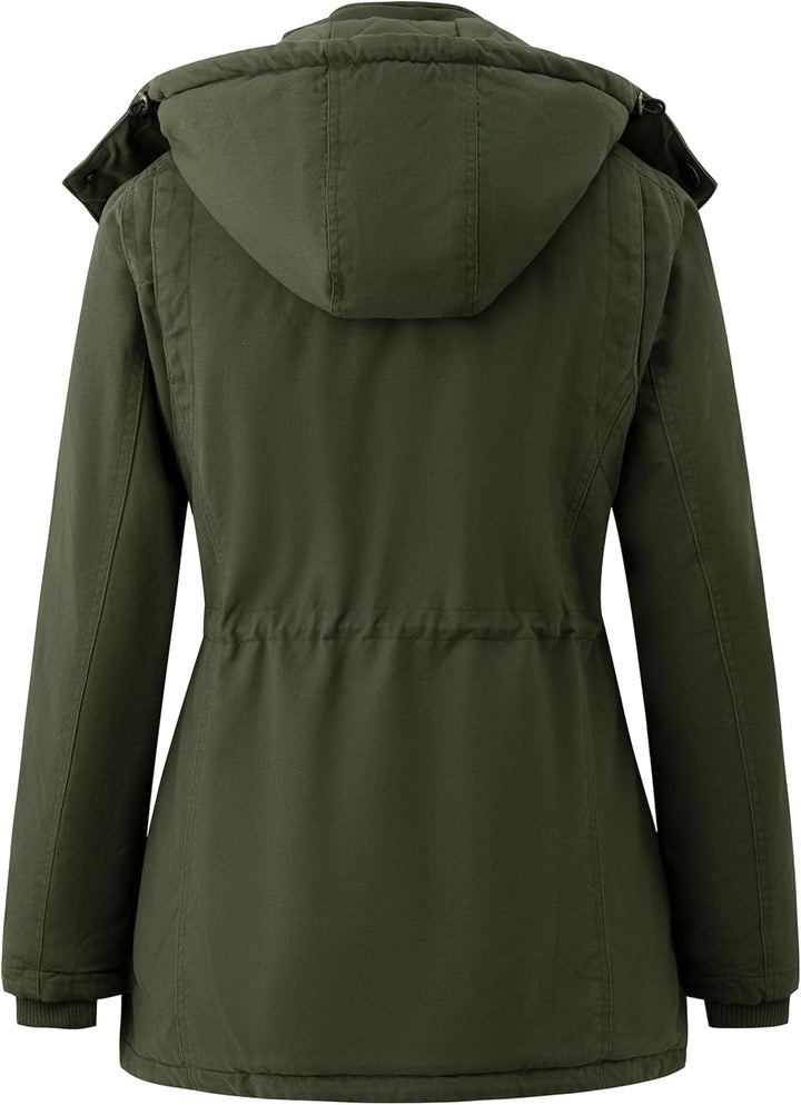 Wantdo Damen Winddichter Warmer Mantel Winter L?ssiger Fleecemantel Klassische Baumwoll Kapuze Jacke