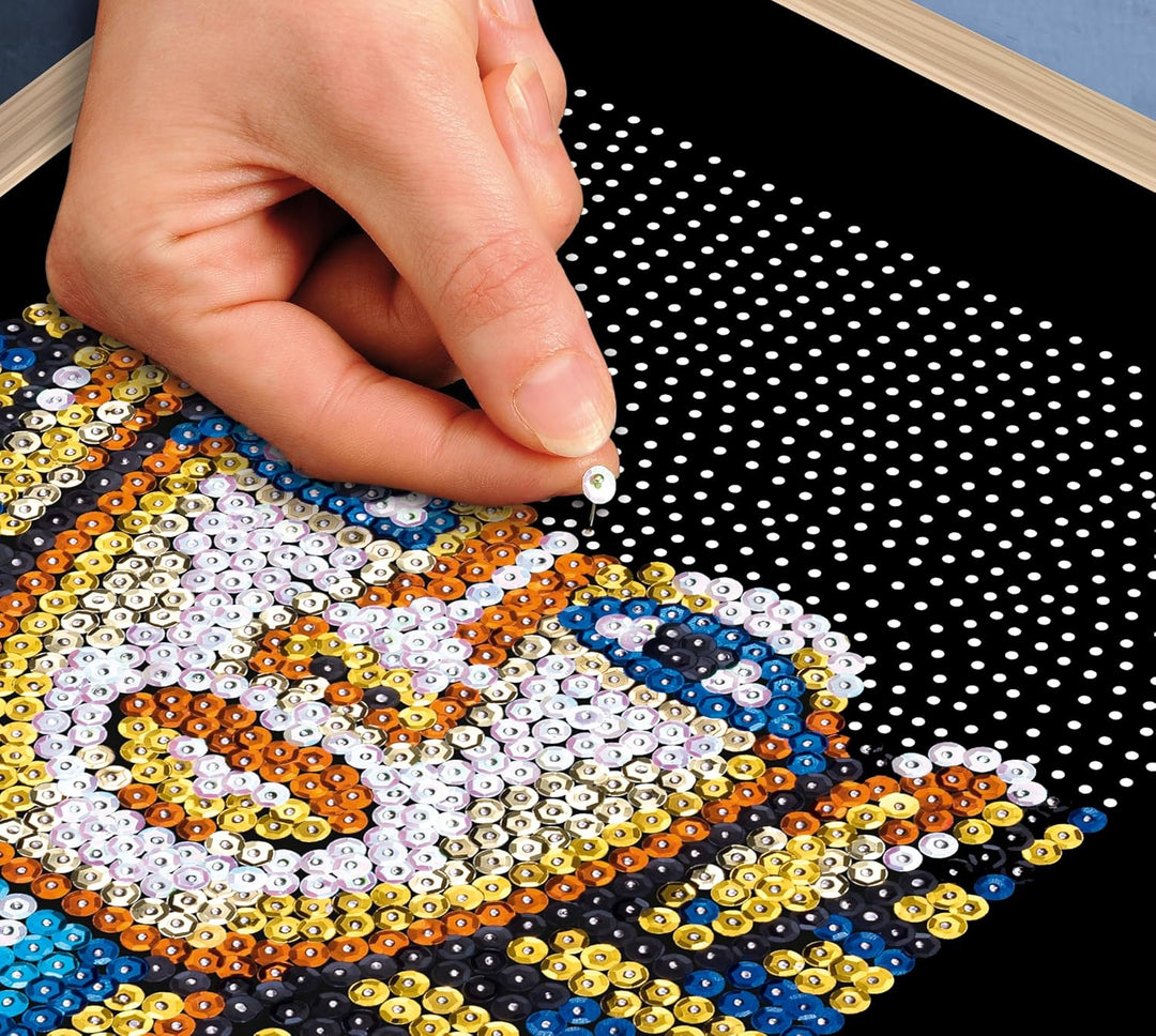 Kitfix - Sequin Art Tutanchamun mit Holzrahmen - 27 x 36cm - Sequin Art Blue Premium - Paillettenbil
