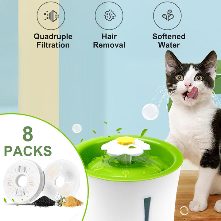 8 Stück Ersatzfilter für Trinkbrunnen, Katzenbrunnen Filter für 3L/100oz Katzenbrunnen ‎43742W ‎4374