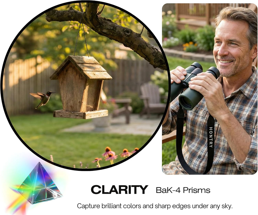 Hontry 8x42 High Definition Binoculars for Adults, IPX6 Grade Waterproof Binoculars for All Outdoor