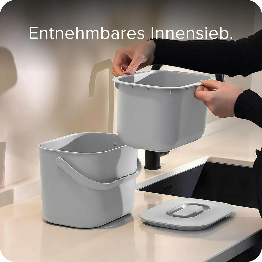 blackswedenhome. Biomülleimer Küche - 7L - Design Komposteimer mit Sieb - Bio-Mülleimer Geruchsdicht