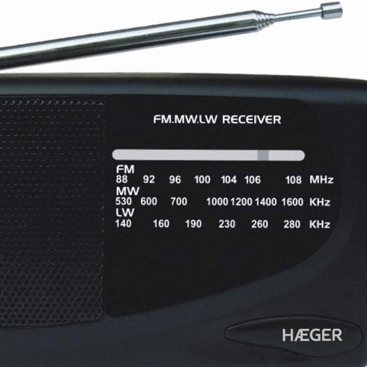HAEGER Handy Multiband-Radio, tragbar, Am/FM/LW, mit Teleskopantenne, Kopfhöreranschluss