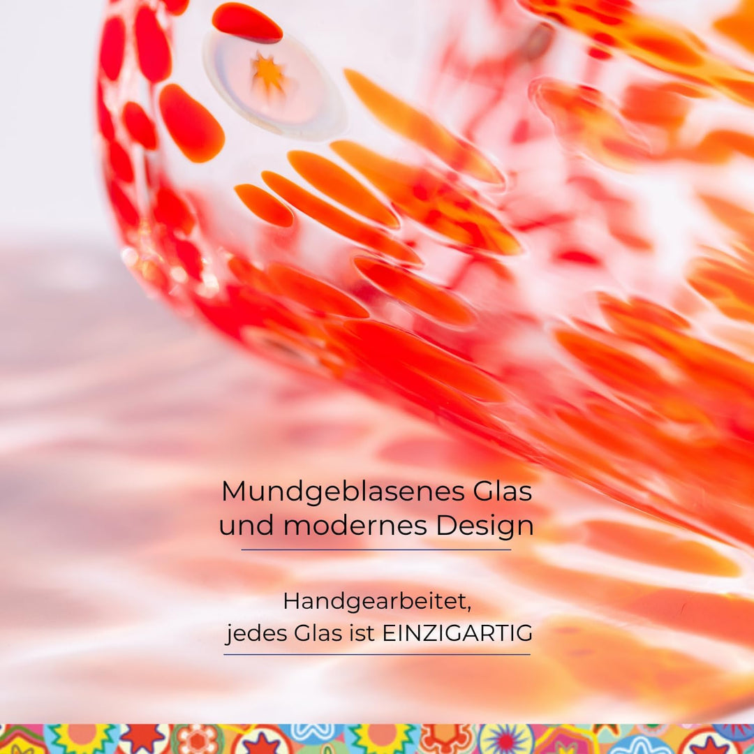 Gocce di Murano Set mit 6 Regenbogen-Gläsern aus mundgeblasenem Muranoglas, 240 cc, bunt, 6 Stück